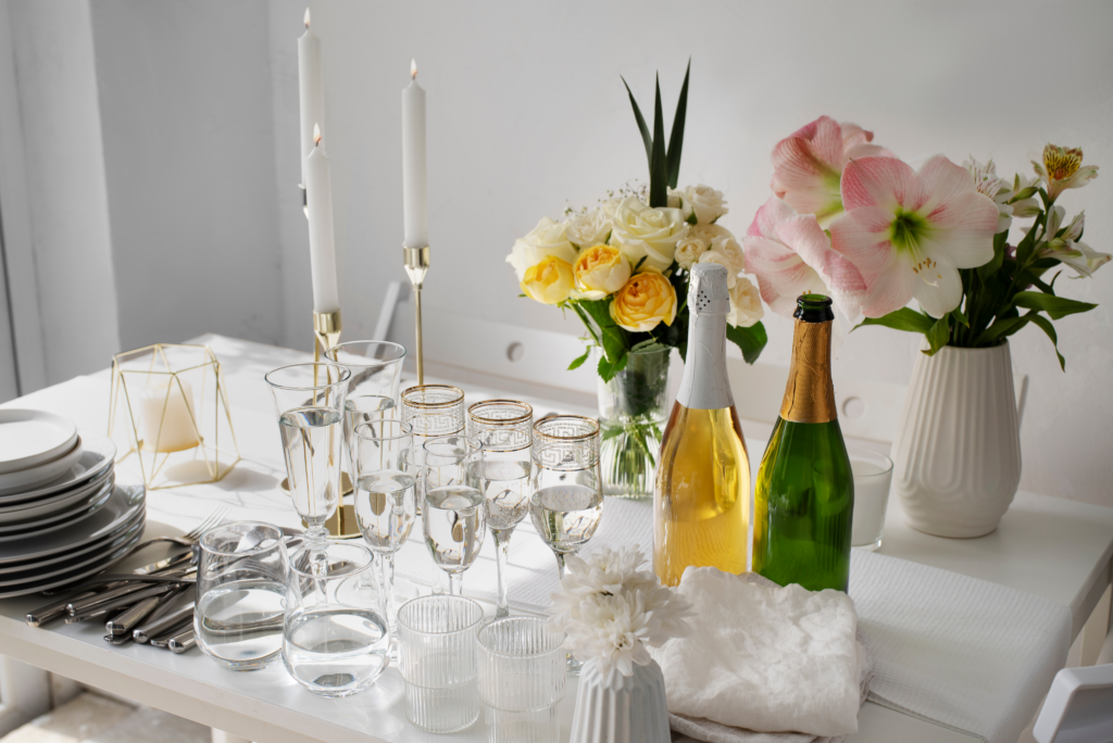 Tailored special occasions music - champagne celebration table display